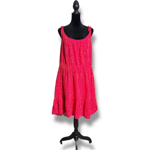 Banana Republic Casual Sleeveless Tiered Flowy Red Mini Dress with Ruffle Straps - Picture 3 of 16